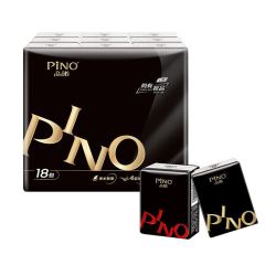 PINO 品诺 心相印手帕纸 品诺 迷你加厚面巾纸 4层6片*18包 黑白系列 柔韧可湿水 黑色密码香