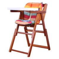活石儿童餐椅实木婴儿宝宝多功能摇椅可折叠便携式吃饭学坐餐桌座椅六一儿童节礼物 松木色-折叠升级款
