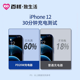 百邦致生活 苹果充电器PD20W快充套装Type-C充电插头+数据线适用iphone8-13全系 1万毫安充电宝+苹果PD20W快充套装