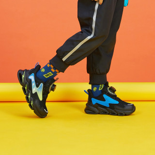 skechers斯凯奇童鞋潮酷新款男童撞色拼接跑步鞋魔术贴儿童休闲运动鞋