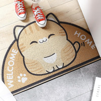 网红卡通橘猫半圆入户门丝圈地垫门口进门脚垫家用地毯门垫定制(75*120CM、半圆暹罗猫)