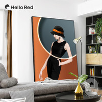 LED灯带发光人物装饰画玄关轻奢美女小提琴舞蹈艺术客厅过道挂画