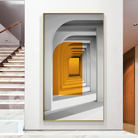 现代简约玄关装饰画大幅软装样板房轻奢黑白灰建筑空间延伸感挂画