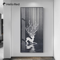 现代简约玄关装饰画玄幻麋鹿过道背景墙壁画北欧竖版入户走廊挂画
