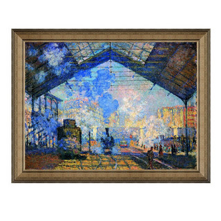 莫奈 简约抽象风景油画《圣拉萨车站》84×109cm 油画布 典雅栗