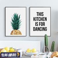 创意北欧风格餐厅装饰画菠萝背景墙面字母简约北欧风个性ins墙画