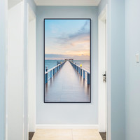 海景玄关装饰画现代简约北欧过道壁画玄幻竖版走廊墙面入户墙画