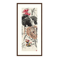 雅昌 现代简约新中式 齐白石名画《荷塘鸳鸯图》装饰挂画