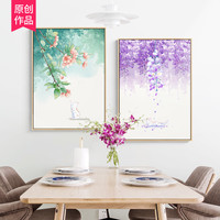 日式文艺小清新花餐厅装饰画餐桌背景温馨墙面田园墙画墙壁猫中式