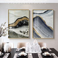 海龙红后现代轻奢抽象客厅装饰画美式餐厅壁画样板房简约玄关墙画