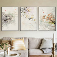 风花雪月中国风客厅装饰画现代简约民俗书房挂画文艺水彩卧室壁画
