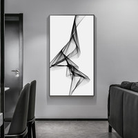 进门壁画入户进门墙现代简约黑白抽象艺术挂画极简线条玄关装饰画