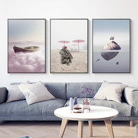 海龙红 北欧装饰画风景挂画海边现代简约客厅卧室餐厅墙壁画创意