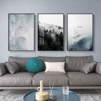 现代简约玄关装饰画客厅走廊挂画北欧风景壁画自然风光海景山林