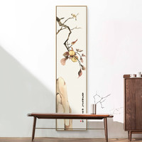现代简约竖幅玄关装饰画新中式进门过道背景壁画客厅餐厅柿子壁画