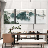 背靠山水画新中式客厅装饰画风水招财墙壁挂画办公室禅意水墨国画