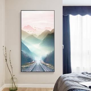 北欧玄关装饰画壁画客厅背景墙挂画进门过道走廊入户竖版风景墙画