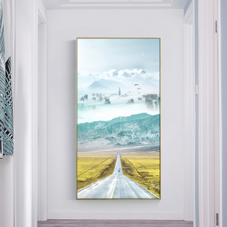 北欧玄关装饰画壁画客厅背景墙挂画进门过道走廊入户竖版风景墙画