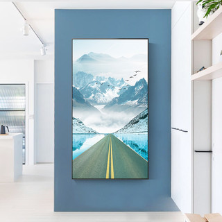 北欧玄关装饰画壁画客厅背景墙挂画进门过道走廊入户竖版风景墙画