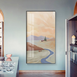北欧ins玄关竖版挂画入门玄幻风景马现代简约走廊过道墙壁装饰画
