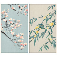 植物花鸟新中式玄关装饰画过道走廊荷花竖版挂画禅意入户进门