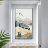 日月山河北欧轻奢进门玄关装饰画简约抽象客厅画走廊过道装饰壁画