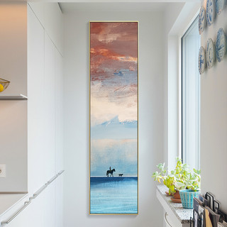 现代简约玄关装饰画北欧客厅色彩天空窄幅竖长条过道走廊尽头挂画