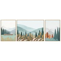 北欧风沙发背景墙装饰画山水壁画现代简约四季风景客厅墙面三联画