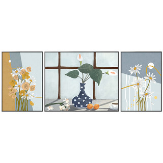 北欧轻奢沙发背景墙装饰画现代简约小清新壁画创意餐厅客厅三联画