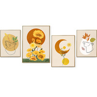 卧室床头装饰画创意饭厅组合画黄色向日葵北欧轻奢客厅背景墙挂画