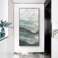 新中式玄关装饰画客厅书房家用意境竖版挂画入户招财风水山水壁画