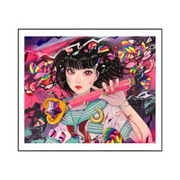 墨斗鱼艺术巽千沙都chisato tatsumi作品《魔法少女》限量版画60版亲笔签名家庭装饰画 黑色铝框