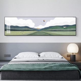 北欧风格清新床头装饰画现代横幅卧室背景风景挂画房间温馨壁画