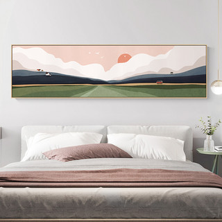 北欧风格清新床头装饰画现代横幅卧室背景风景挂画房间温馨壁画