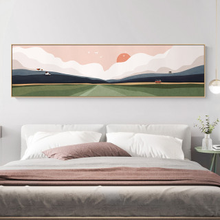 北欧风格清新床头装饰画现代横幅卧室背景风景挂画房间温馨壁画