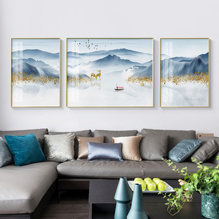 山水画新中式客厅装饰画现代沙发背景墙墙面装饰招财挂画背有靠山