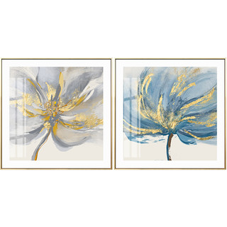 现代轻奢客厅沙发背景墙装饰画简美抽象卧室挂画美式玄关餐厅壁画（85*85CM、金色外框（环保画框）、金色盛装-B、单幅价格，多幅请加入购物车再购买）