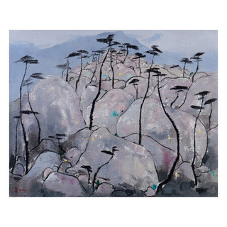 墨斗鱼艺术 吴冠中《崂山松石》79.5x100cm 亲笔签名版画 限量390版