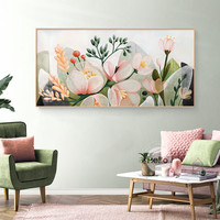 现代粉色装饰画客厅背景玄关画单幅横幅温馨房间布置卧室床头挂画