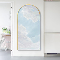 现代简约走廊装饰画北欧风床头客厅墙画蓝天白云拱形长条玄关挂画