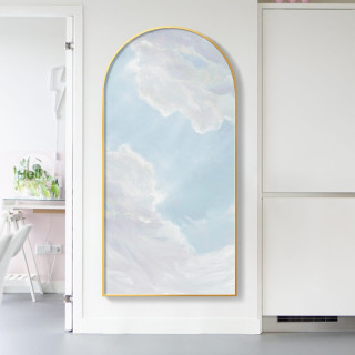 现代简约走廊装饰画北欧风床头客厅墙画蓝天白云拱形长条玄关挂画
