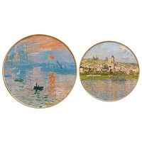 莫奈名画客厅装饰画沙发背景玄关油画现代圆形饭厅墙画日出印象