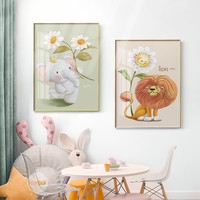 儿童房装饰画北欧风卡通可爱兔子动物墙画女孩子房间卧室床头挂画