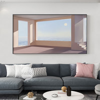 现代简约海景客厅餐厅装饰画北欧空间卧室背景墙壁画窗户大挂画