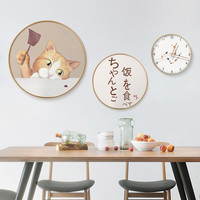 猫和鱼日式原木风餐厅装饰画日料寿司店壁画餐桌墙上创意组合挂画