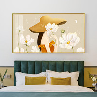 卧室圆形装饰画现代简约客厅背景墙挂画轻奢人物房间主卧双联壁画