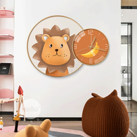 创意卡通萌宠动物儿童房装饰画猴子兔子卧室墙面时钟搭配软装壁画