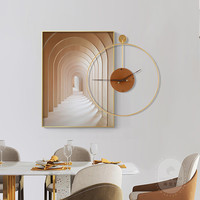 现代建筑客厅过道背景墙装饰画入户玄关挂画样板间创意带钟表壁画