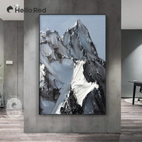 现代简约玄幻竖版装饰画轻奢大气雪山挂画黑白灰抽象冷风格壁画