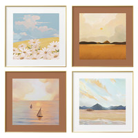 客厅背景墙装饰画现代海景风景组合挂画房间床头时尚简约墙画ins